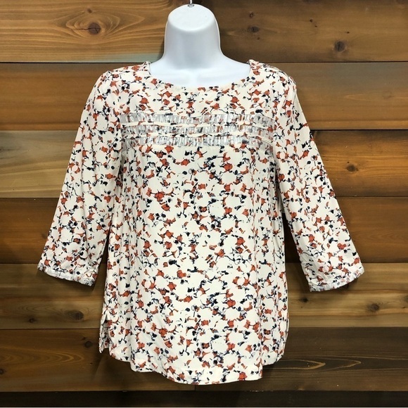 Marc Jacobs floral silk blouse 3/4 sleeve blouse Size 0 round neck - Picture 9 of 13